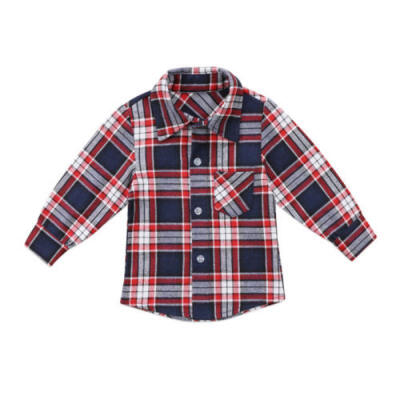 

Infant Kids Baby Boys Girls Plaid Tops Shirt Long Sleeve T-shirt Clothes 0-4Y