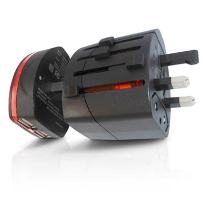 

World Wide Universal Travel Adapter Multi Plug Charger with Dual USB 2 PORT UK