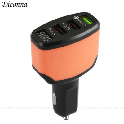 

3-Port USB Car Charger Adapter LED Display QC 30 Fast Charging for Android IOS