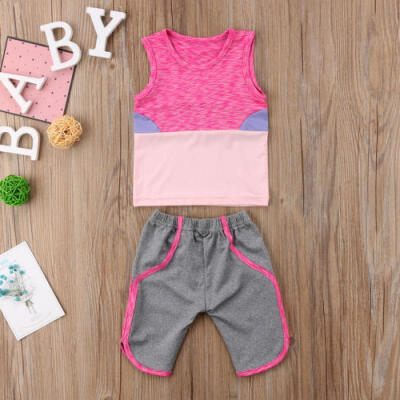 

Kids Baby Girl Yoga Running Vest Top Pants Shorts Elastic Leggings Sport Outfits