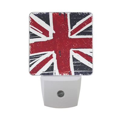 

ALAZA LED Night Light With Smart Dusk To Dawn SensorVintage Floral Britain Flag Plug In Night Light