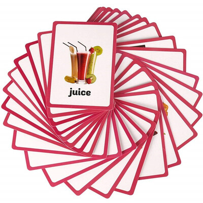 

33pc-Food Flash Cards-English word learning card&pocket size flash card for Preschool children-English Vocabulary Cards