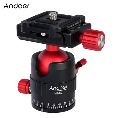 

Andoer MT-C3 Compact Size Panoramic Tripod Ball Head Adapter 360° Rotation Aluminium Alloy with Quick Release Plate