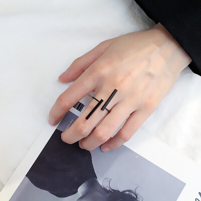 

New creative simple opening double word geometric ring Green copper ring opening ring