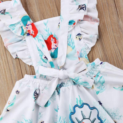 

AU Stock Kids Baby Girls Mermaid Sleeveless Casual Cotton Dress Sundress Clothes