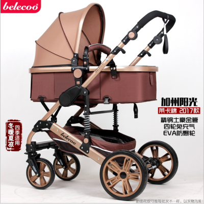 

Baby stroller high landscape aluminum alloy can sit&lie shock absorber trolley childrens cart four-wheel trolley rubber explo