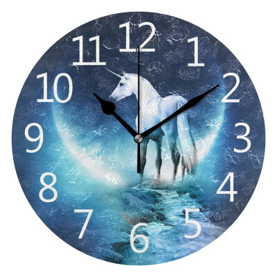 

Wall Clock Night Moon Unicorn Round Wall Clock Arabic Numerals Design