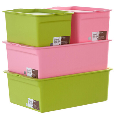 

Jingdong Supermarket] Jubilee Dragon Citylong plastic countertops storage box with environmental protection storage Baina basket 4 sets 2 large 2 grass green in the pink 0716