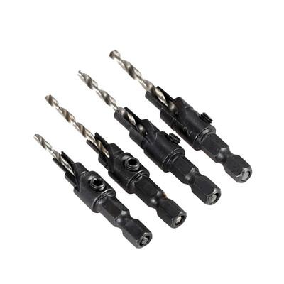 

4PCS Countersink Drill Bit Set with Quick Change Hex Shank Awesome Wrench Size 6 8 10&12