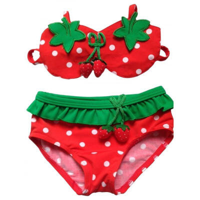 

Kids Girls Strawberry Hat Bikini Suit Swimming Costume Swimsuit Swimwear Bathing