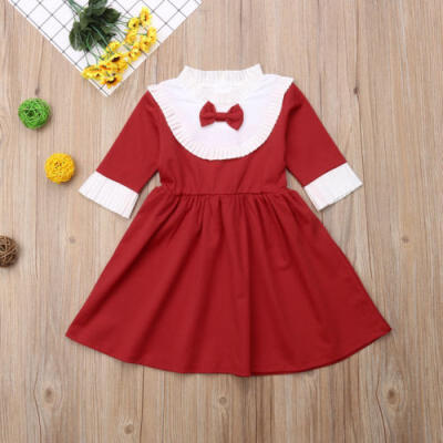 

Christmas Kids Baby Girl Bowknot Formal Dress Wedding Party Princess Dresses