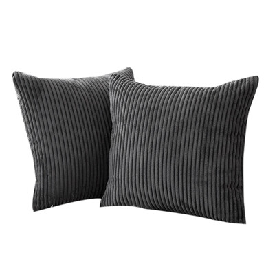 

UpperX 2pcs Corduroy Soft Solid Decorative Square Throw Pillow Covers Set Cushion Cases PillowCases for Sofa Bedroom Car 18x18Inch