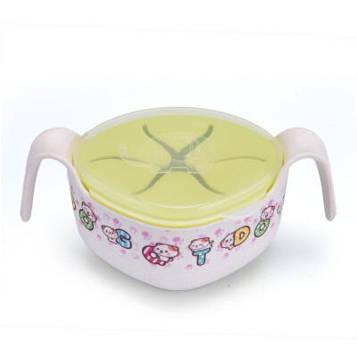 

Bamboo fiber tableware Baby feeding tableware with straw silicone cover baby food bowl box