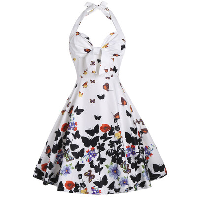 

Halter Butterfly Print A Line Dress