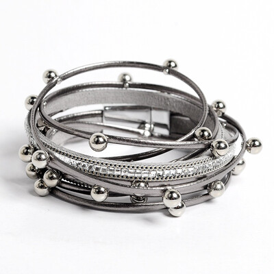 

New fashion 3 Color Fashion Multiple Layers Charm Bracelet For Women Vintage Leather Bracelets & Bangle Femme Party Jewelry Wholes