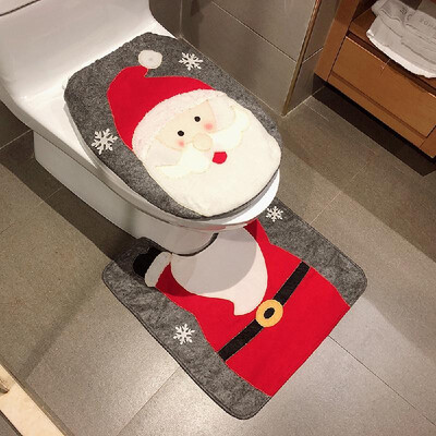 

2pcsset Christmas Bathroom Decorations Toilet Seat Cover U-shaped Rug Set Christmas Ornaments--Reindeer