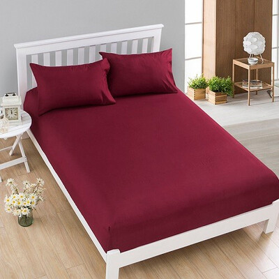 

1pcs 100 Polyester Solid Fitted Sheet Mattress Cover Four Corners With Elastic Band Bed Sheet