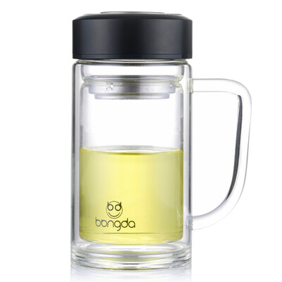 

【Jingdong Supermarket】 Bangda Glass Men's Business Business with covered tea office double layer filter tea cup blue 350ml
