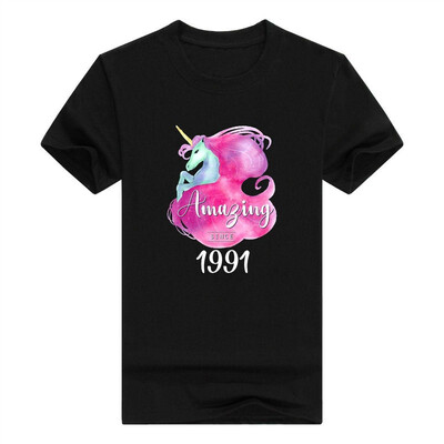 

27th Birthday Gift Unicorn Tshirt Amazing Since 1991 Tee