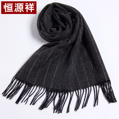 

Hengyuanxiang wool scarf ladies autumn&winter warm plaid thick long mens universal Korean version of the wild England College wind collar 50MB1848 dark gray stripes