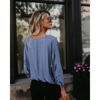 

Fashion Womens Long Sleeve Loose Blouse Casual Shirt Summer Chiffon Tops T-Shirt