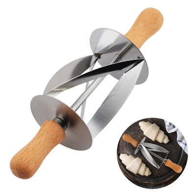 

UpperX Stainless Steel Rolling Cutter for Making Croissant Bread Wheel Dough Pastry Knife Wooden Handle baking Kitchen Knife