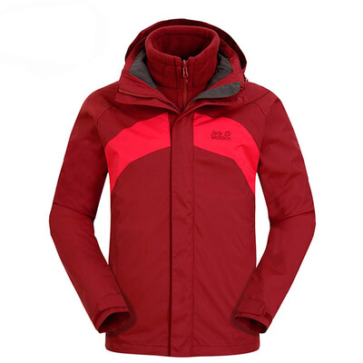 

Wolf claw Jackwolfskin mens jacket fleece liner three-in-one outdoor jacket autumn&winter casual shirt 1105681 Lafite red - 2056 L