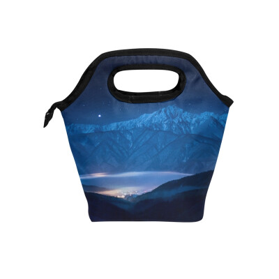 

Lunch Bag Cold Mountain Tote Travel Picnic Insulated Handbags Portable Zipper Lunch Bag Box