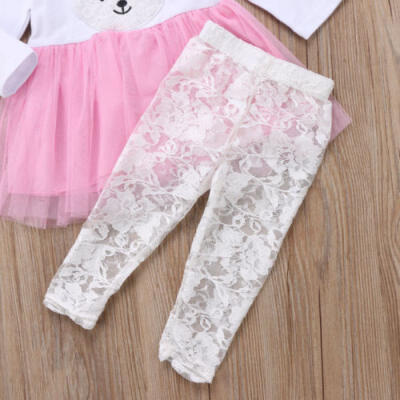 

Newborn Kids Baby Girl Flower Bunny Lace Tutu Dress Top Pants Outfit Set Clothes