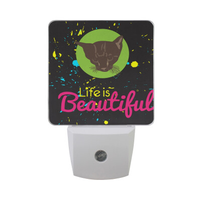 

ALAZA LED Night Light With Smart Dusk To Dawn SensorEyes Of The Slamese Cat Darkness Plug In Night Light