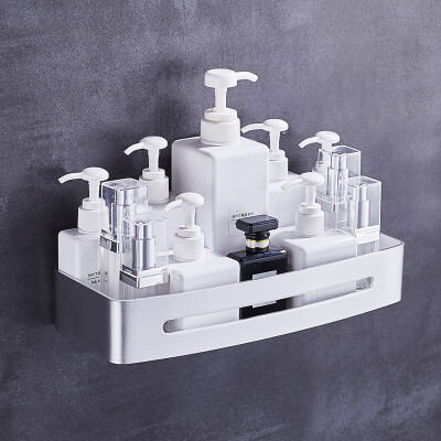 

YOUQIN YOUQIN bathroom rack space aluminum bathroom rack free punch four corner basket storage rack bathroom square single layer