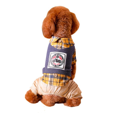 

Huayuan favor hoopet pet clothes small dog Teddy autumn&winter plaid shirt print four feet