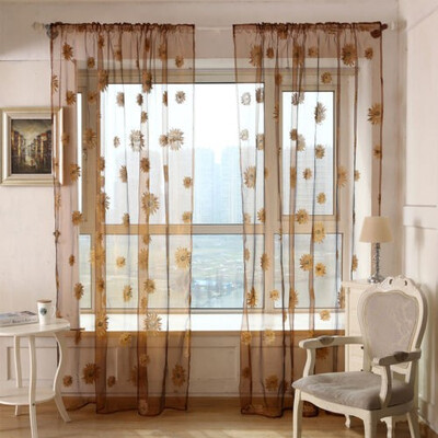 

Pastoral Floral Scarf Sheer Voile Door Window Curtain Drape Panel Tulle Valances