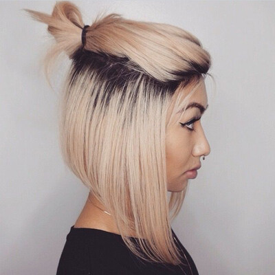 

9A Grade 100 Human Virgin Hair Ombre Blonde Bob Glueless Lace Front Wig Short Silky Straight Full Lace Wig Natural Hairline with