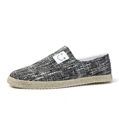 

2018 autumn new linen beanie canvas shoes straw breathable tide shoes a pedal casual personality male