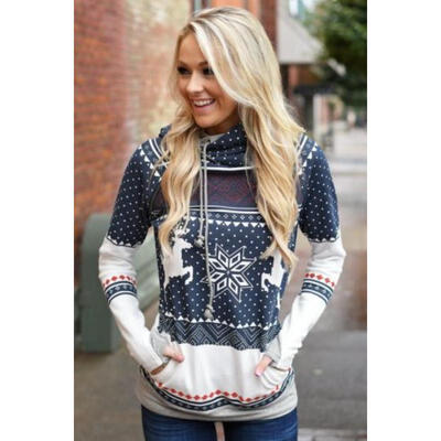 

Women Lady Hoodie Sweatshirt Jumper Sweater Pullover Tops Coat Christmas Winter