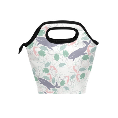 

Insulated Lunch Tote Bag Cartoon Whale Travel Picnic Lunch Handbags Portable Zipper Lunch Bag Box