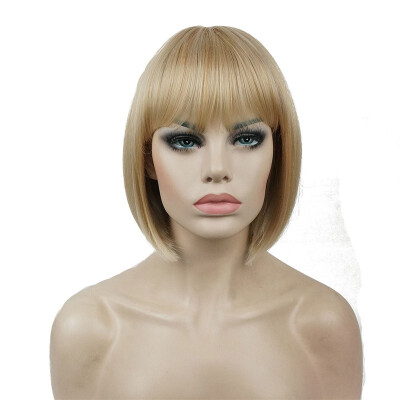 

StrongBeauty Short Bob Wig Point Part Bangs Full synthetic Wigs COLOUR CHOICES