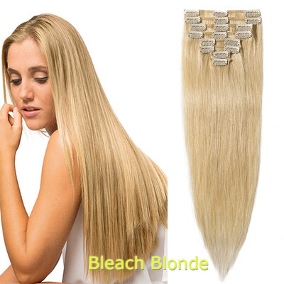 

40-60cm 8pcsset 1618202224" 100 human Hair Extensions Natural Straight Clip In Hair Extentions Soft Reusable