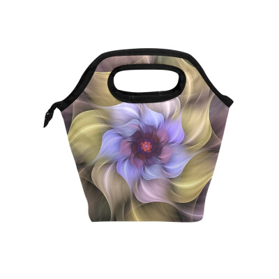 

Lunch Tote Bag Artistic Flower Travel Picnic Insulated Lunch Handbags Portable Zipper Lunch Bag Box