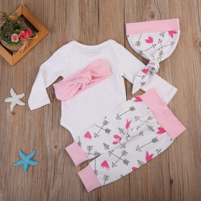 

Hot Infant Kids Baby Girls Tops RomperPants Leggigns 4pcs Outfits Clothes Set