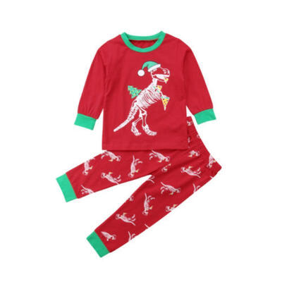 

AU Toddler Kids Baby Girl Boy Christmas Pizza Dinosaur Tops Pants Outfit Pajamas