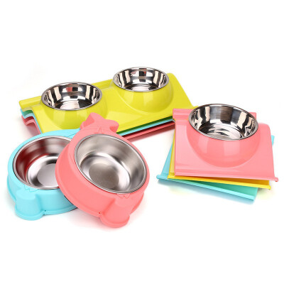 

Pet products dog bowl stainless steel thickening non slip double bowl dog bowl cat bowl rice bowl pet food set