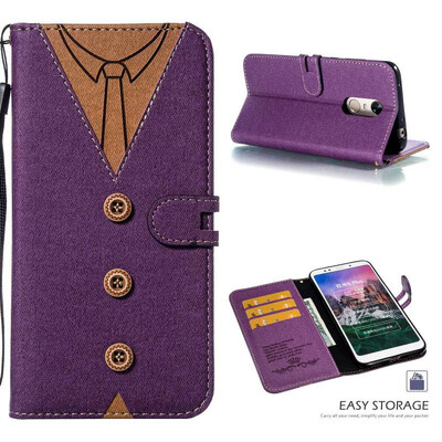 

MOONCASE Millet Red Rice Note 5 Red Rice 5 Plus Stitching Embossed Mens Leather Case - Purple
