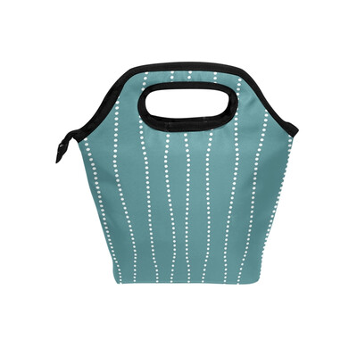 

Lunch Tote Bag Dot Line Travel Picnic Insulated Lunch Handbags Portable Zipper Lunch Bag Box