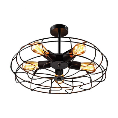 

Baycheer HL371281 Novelty LOFT Industry Wrought Iron Fan LED Close to Ceiling Light