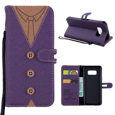 

MOONCASE Samsung Galaxy S8 stitching embossed mens leather case - purple