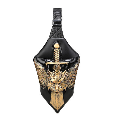 

3D Mens Leather Shoulder Bag Cool Cross Small Body Bag Silver Black Gold Fashion Vintage Bags 2012 Halloween Messenger Mini Bags