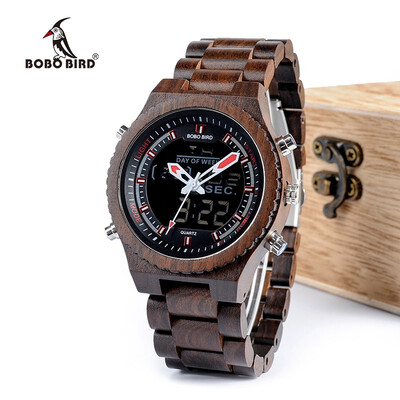 

BOBO BIRD wooden creative watch dual time display P02