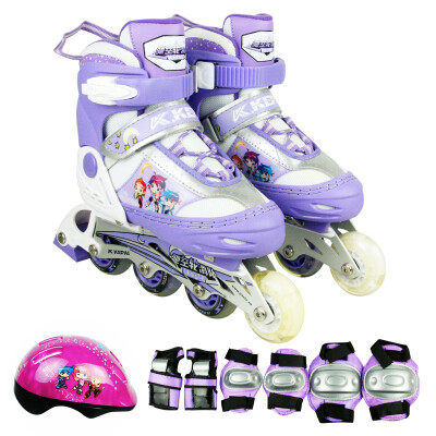 

Children's skates children's skates set adjustable wheel roller skates flash wheel F1-M1 purple large 36-39 yards